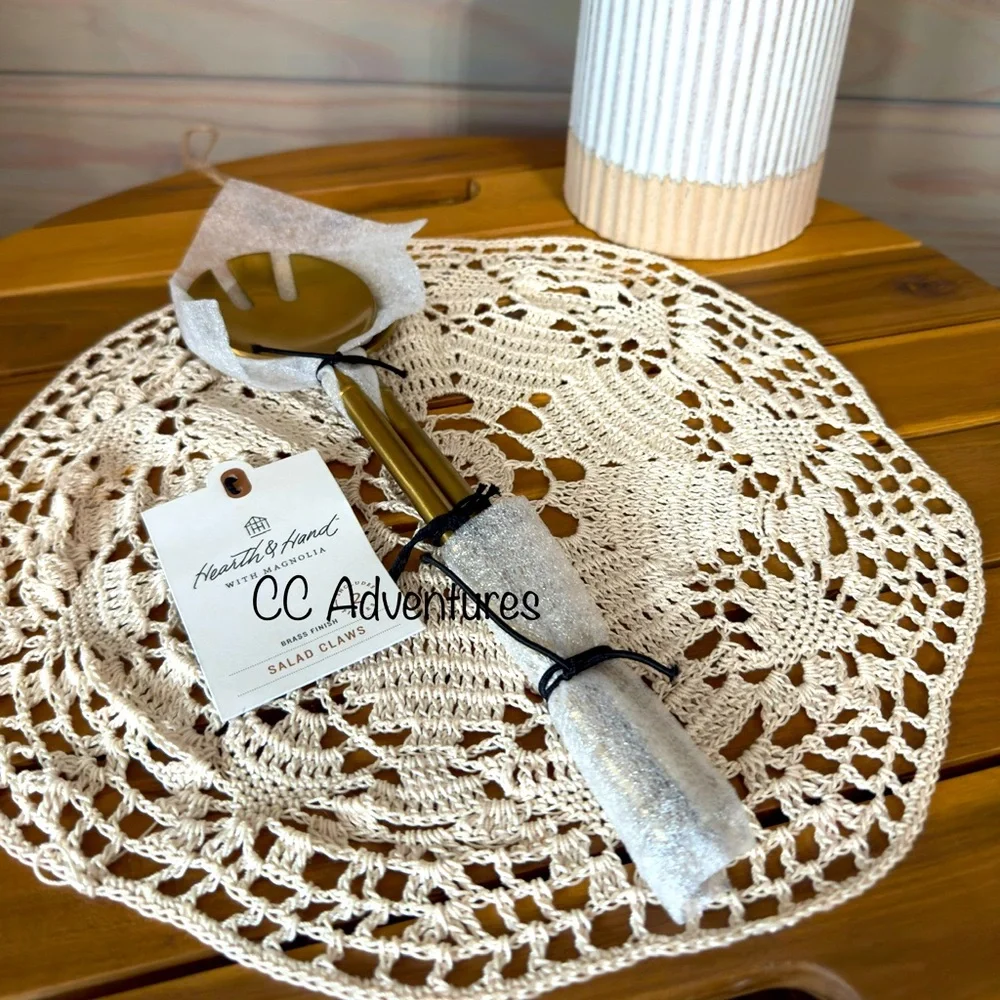 Hearth & Hand Brass Finish Salad Fork and Spoon 2 piece Set